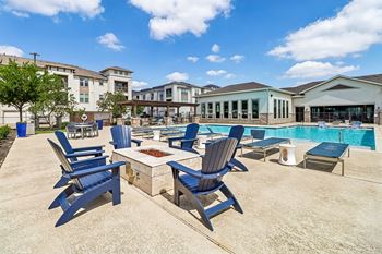 Outdoor lounge with oversized fire pit